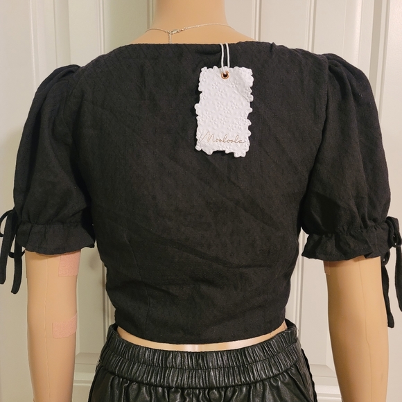 Mooloola Puffer Sleeves Crop Top - Picture 2 of 7